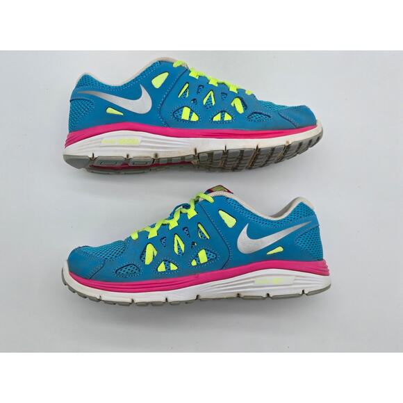 Nike Dual Fusion Run 2 Vivid Blue/Metallic Silver-Volt 599793-401 4Y - Picture 3 of 8